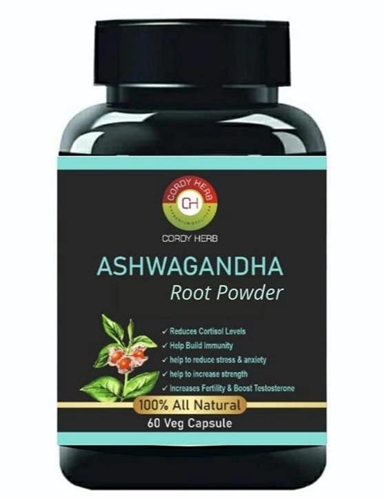 CORDY HERB Ashwagandha Root Powder | Improves Muscles Strength | General Wellness Capsules | Energy and Immunity Booster | 60 Veg Ashwagandha Capsules